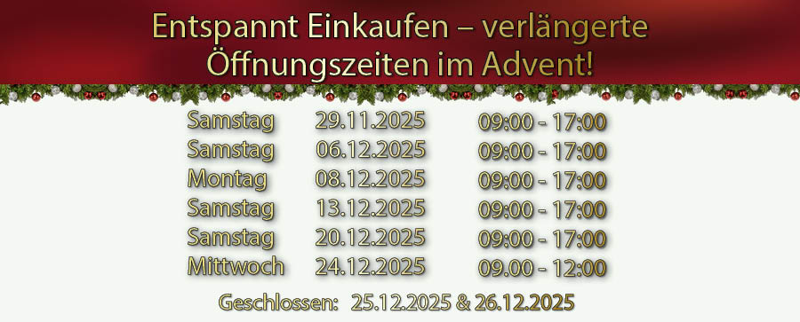 Wir haben auch in der Weihnachtszeit f&uuml;r Sie ge&ouml;ffnet