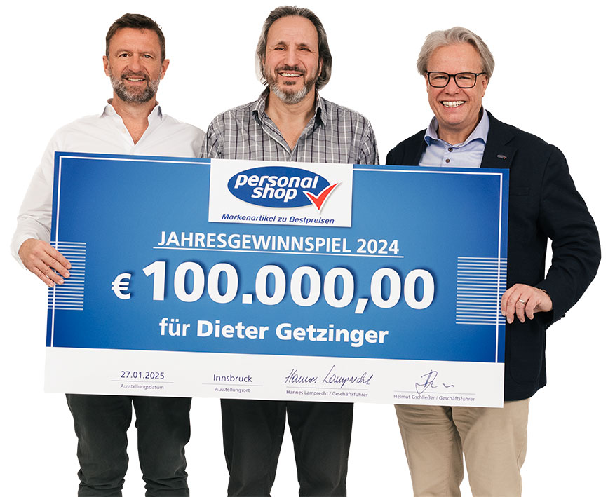 2024: Herr Dieter Getzinger freut sich über 100.000 Euro