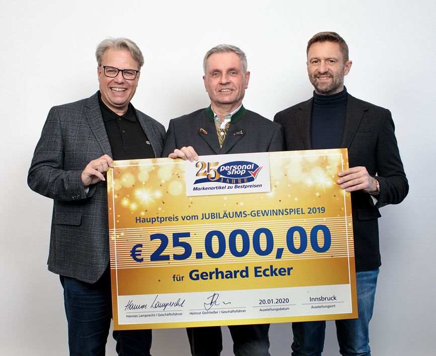 2019: Herr Gerhard Ecker freut sich über 25.000 Euro