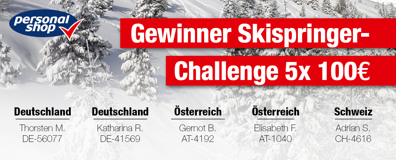Gewinner Skispringer-Challange: Im Wert von € 100,-