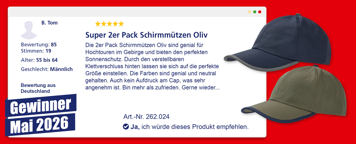 Mai 2026: Gewinner &euro; 100 f&uuml;r die hilfreichste Produktbewertung