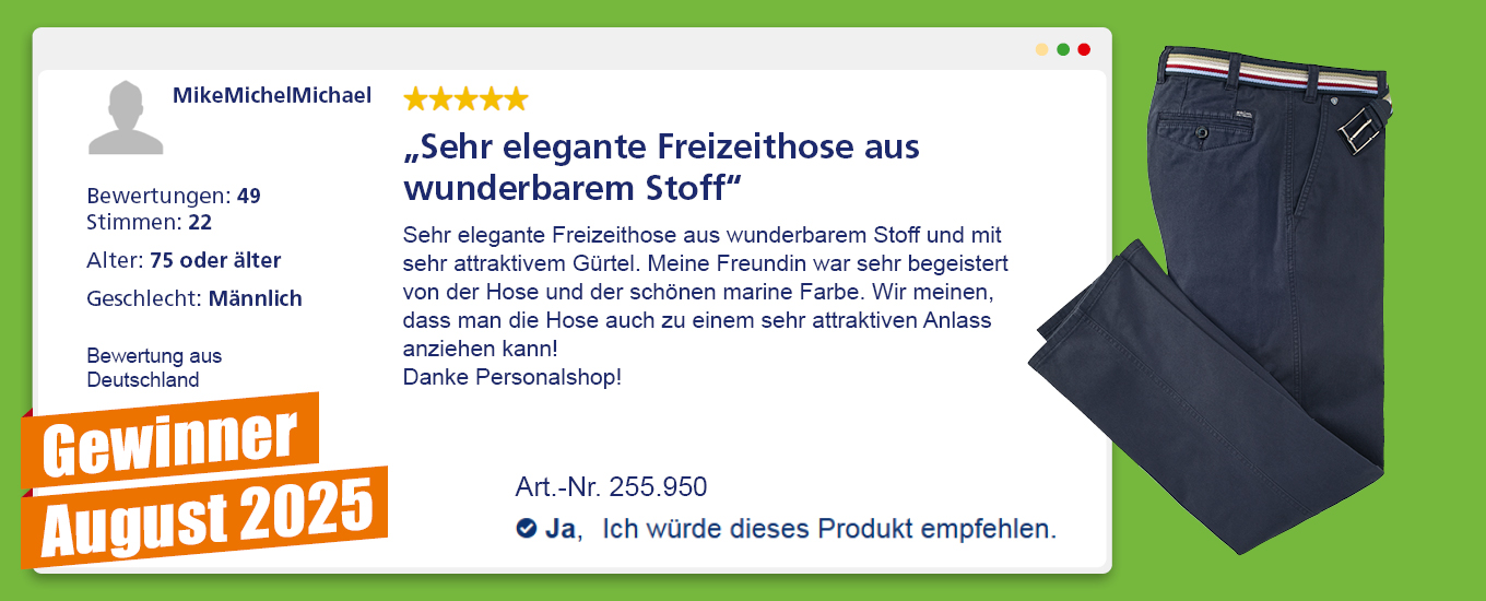 August 2025: Gewinner &euro; 100 f&uuml;r die hilfreichste Produktbewertung