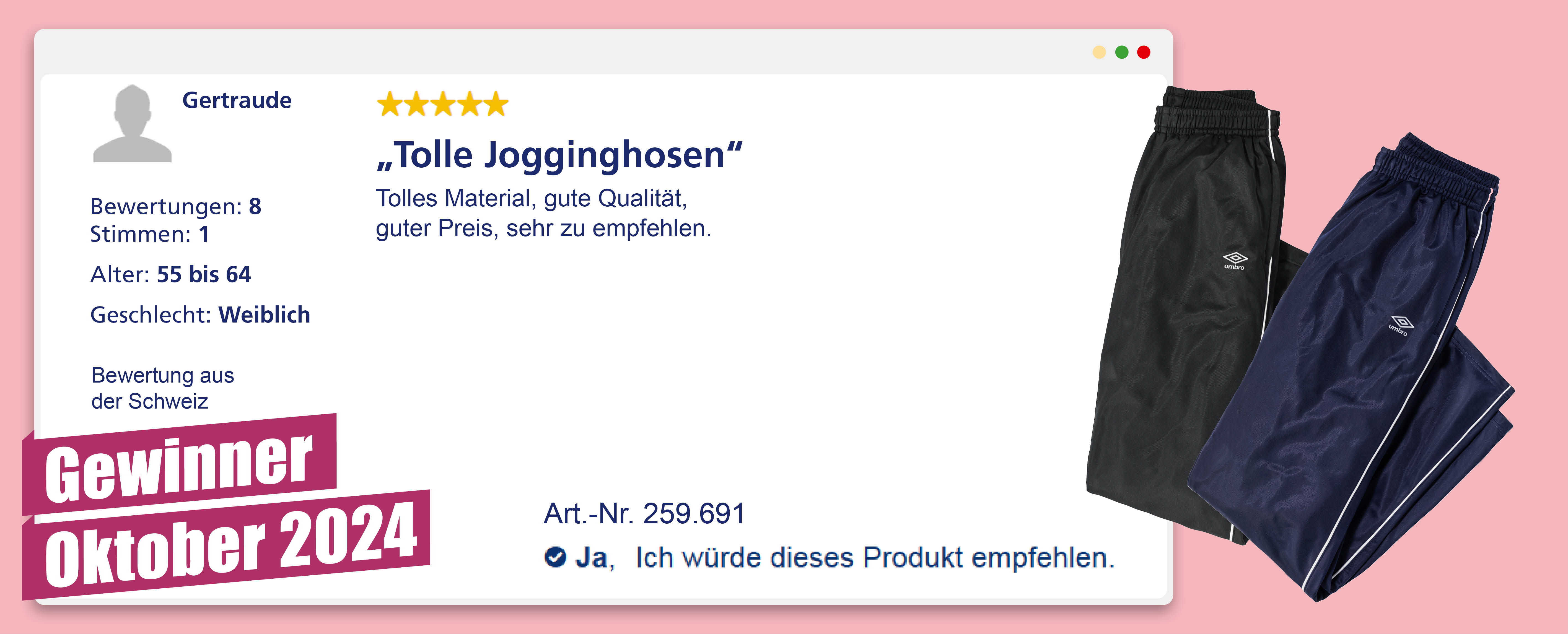 Oktober 2024: Gewinner € 100 für die hilfreichste Produktbewertung